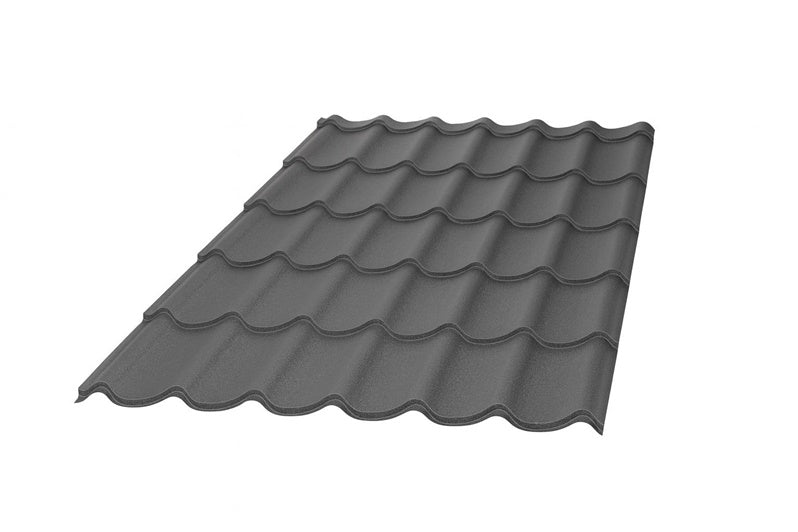 Roofing sheet, tile profile, 0.45 mm., 1180 x 2240 mm., anthracite matt