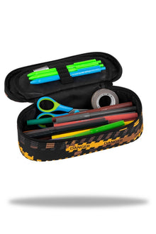 Pencil case without accessories F062825, 22x10cm, black/yellow