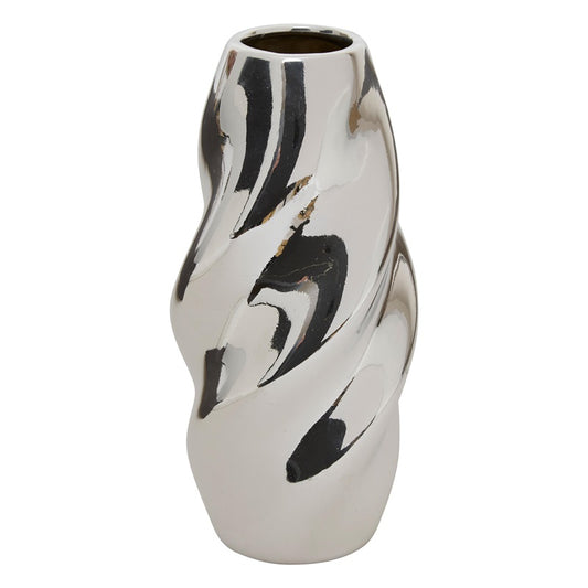 Atmosphera Twisted Vase 210137, 21 cm, silver