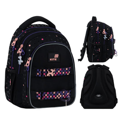 School backpack K26-8001M-1, black/pink, 29x17x40 cm