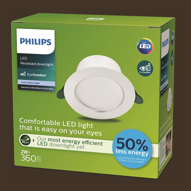 LED panelė įleidžiamas Philips Diamond, 2W, 4K, LED, baltas