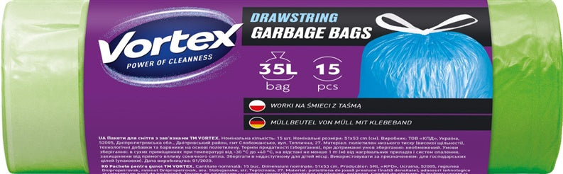 Vortex Bin Liners, 35 l, 15 pcs.