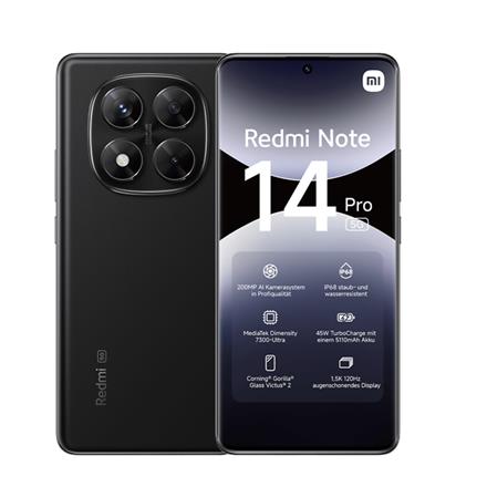 Telefon komórkowy Xiaomi Redmi Note 14 Pro 5G 256GB czarny
