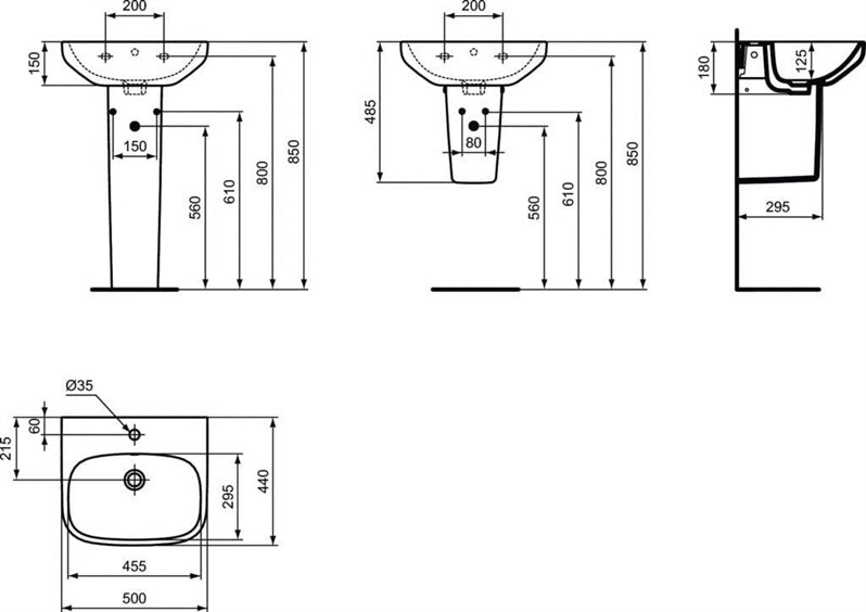 Praustuvas Ideal Standard I.LIFE A T470701, ker, 18x50x44 cm