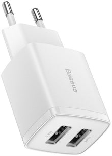 Įkroviklis Baseus Compact Charger 2U, 2 x USB, balta, 10.5 W