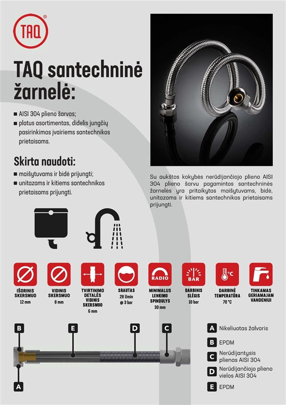 Plumbing hose with elbow Tucai Taq V1/2''-V1/2", 40 cm
