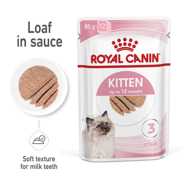 ROYAL CANIN KITTEN Loaf in Sauce - Drėgnas Pašaras Kačiukams Paštetas 12x85g