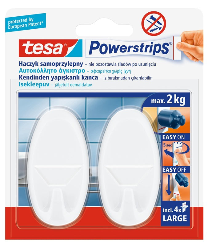 Hooks OVAL, waterproof, white, 2 pcs.