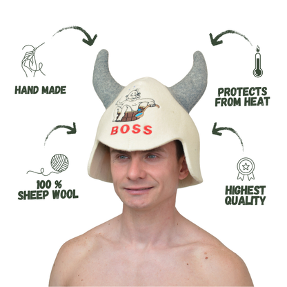 Sauna Hat 'Boss' 100% Wool
