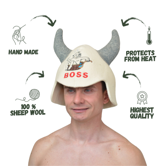 Czapka do sauny 'Boss' 100% wełna