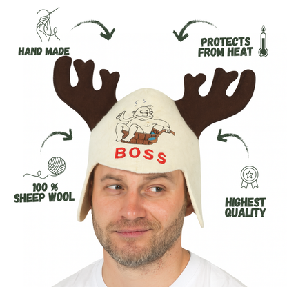 Sauna Hat 'Moose', 100% Wool