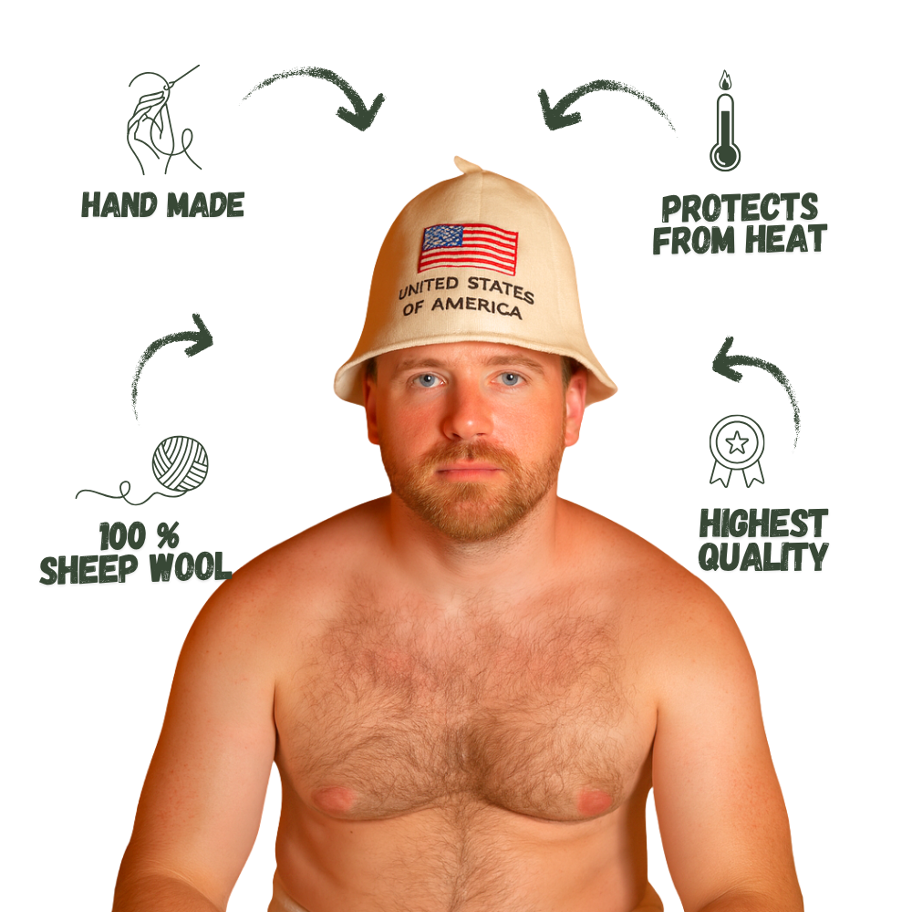 Sauna Hat ‘FLAGS’, 100% Wool