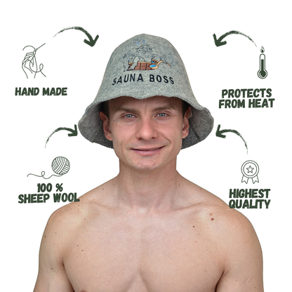 Czapka Do Sauny 100% Wełna - Sauna Boss | Akcesoria Premium Do Sauny