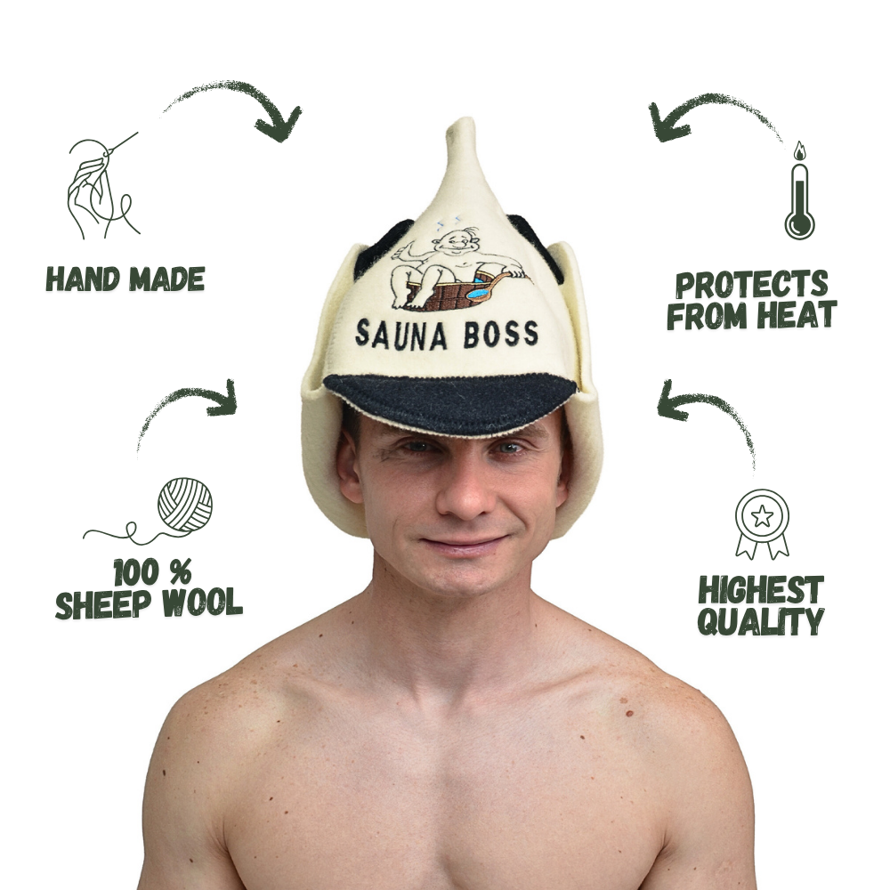 Sauna Hat 'Sauna Boss' 100% Wool