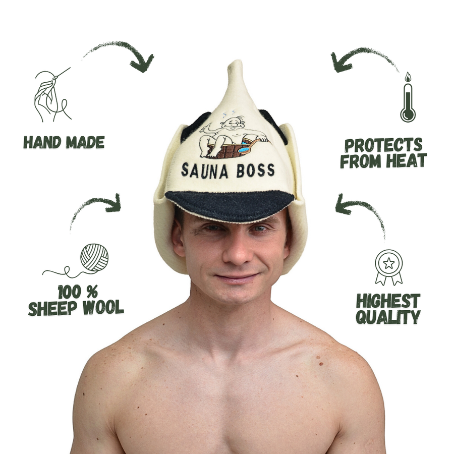 Czapka do sauny „Sauna Boss” 100% wełna