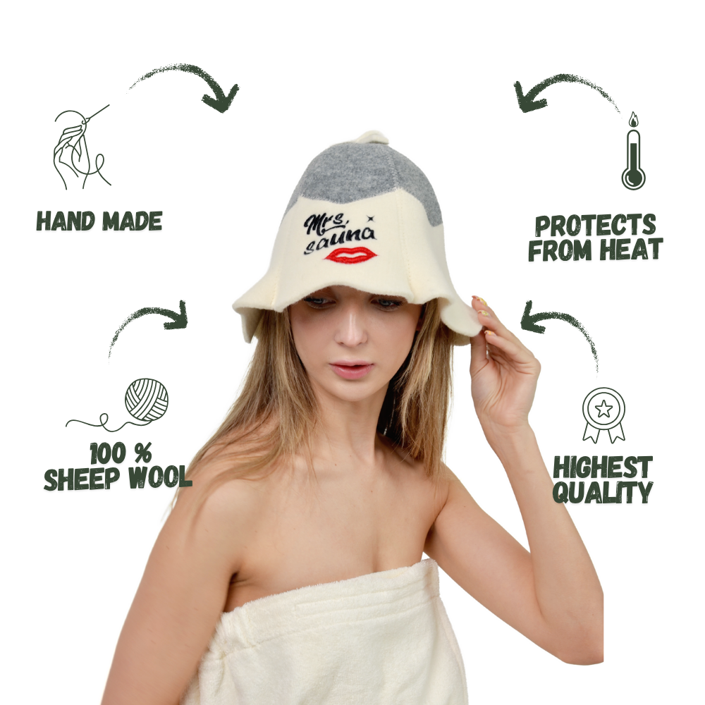 Sauna Hat 'Mrs. Sauna', 100% Wool