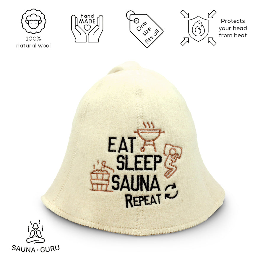 Czapka do sauny „Sauna Repeat” 100% wełna