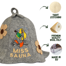Czapka do sauny 'Miss Sauna' 100% wełna