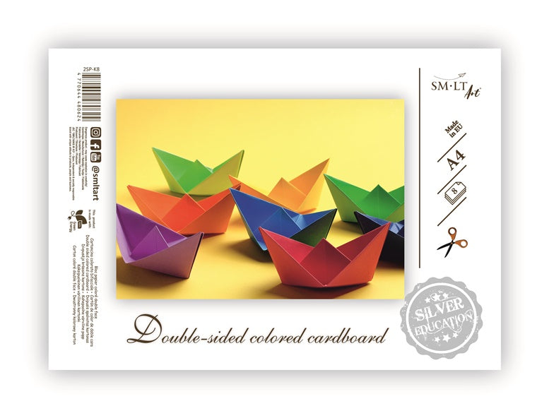 Colored double-sided cardboard SMLT, A4, 8 sheets