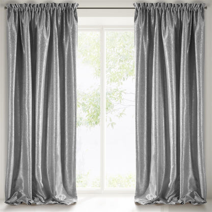 Curtain Ebru Blackout silver, rings 135x270 cm