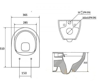 Pakabinamasis unitazas su dangčiu OPTIMA RIMOFF, 530×440 mm