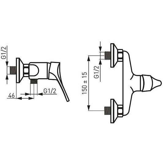 Shower mixer without accessories PETITE