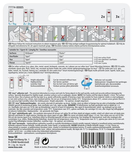 Hooks for picture frames, 77774, 2X1 kg, adjustable