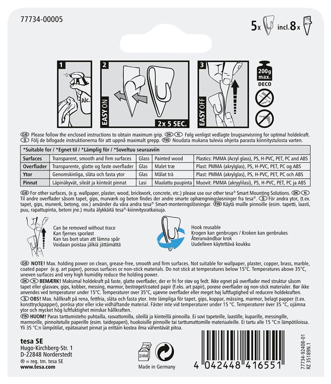Hooks, clear, 77734, 5X0.2 kg, DECO