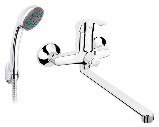 Long-spout bath mixer with shower set Elba BEL55A