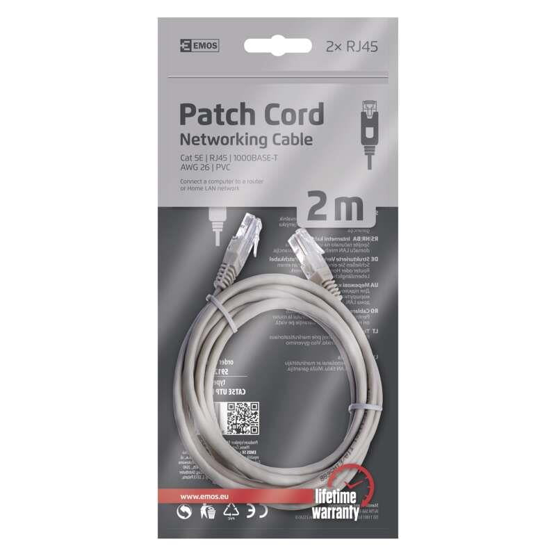 Cable EMOS RJ-45 M, RJ-45 M, 2m, grey S9123