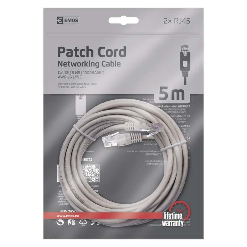Cable EMOS RJ-45 M, RJ-45 M, 5m, gray S9125
