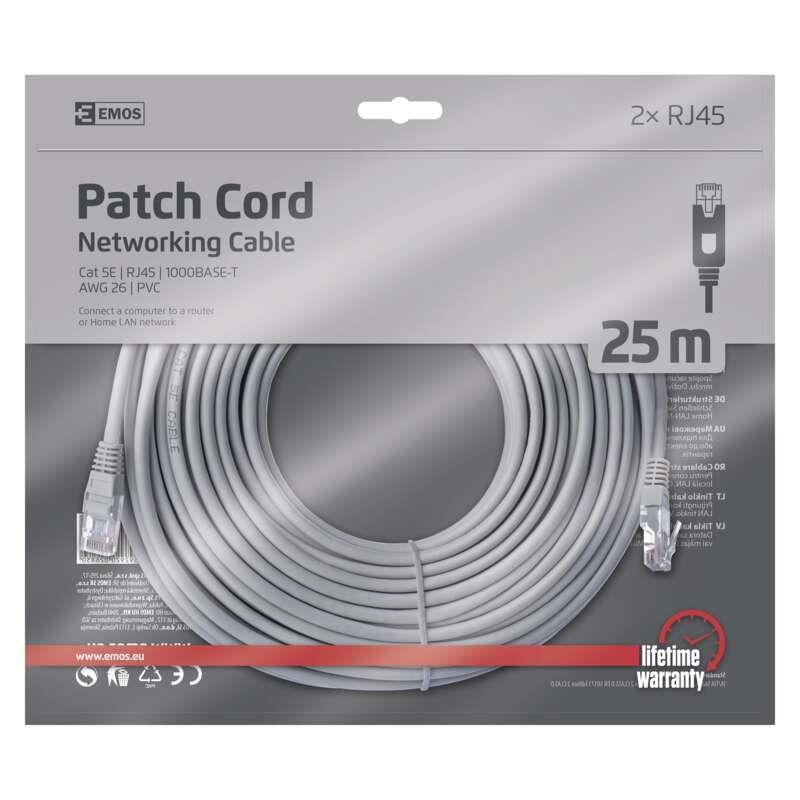 Kabel EMOS RJ-45 M, RJ-45 M, 25m, szary S9130