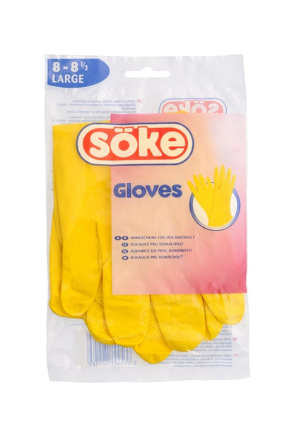 SÖKE natural latex gloves, L, yellow, 1 pair