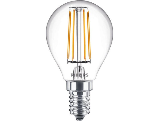 LED lempa Philips Fil P45, 4.3W, E14, 2700K, 470lm, skaidri