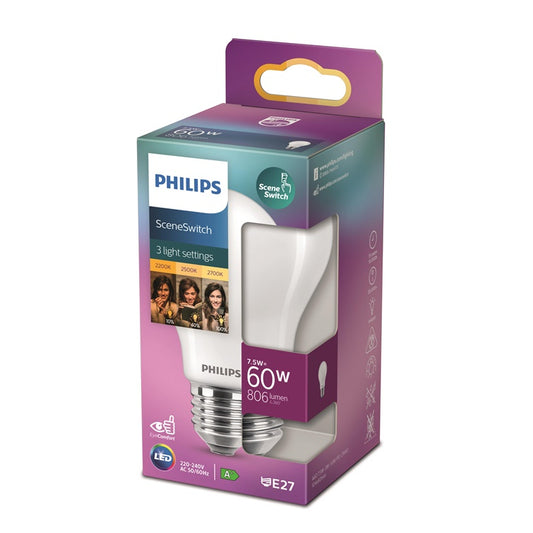 Lemputė Philips LED, A-type, E27, 6,5 W, 80–806lm,2200–2700K