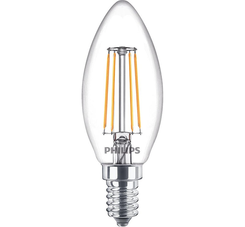 Philips LED filament bulb, B35, E14, 4.3W, 470lm, 2700K
