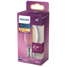 Philips LED filament bulb, B35, E14, 4.3W, 470lm, 2700K