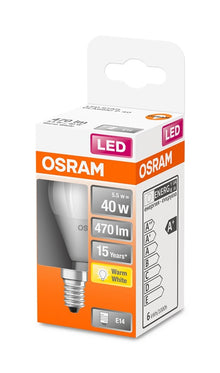 LED lempa Osram P45, 5.5W, E14, 2700K, 470lm, matinė
