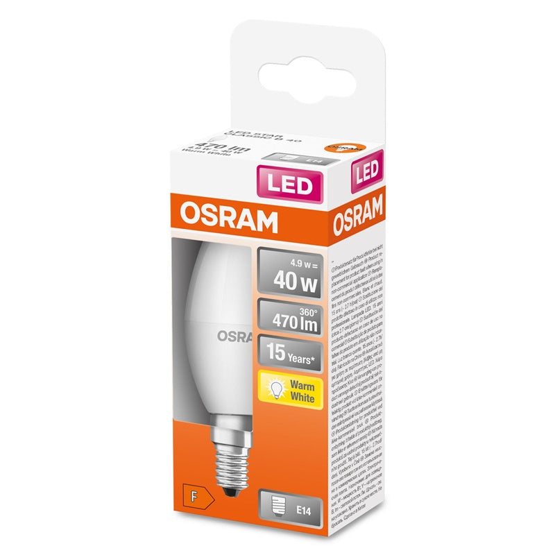 LED lempa Osram B35, 5.5W, E14, 2700K, 470lm, matinė