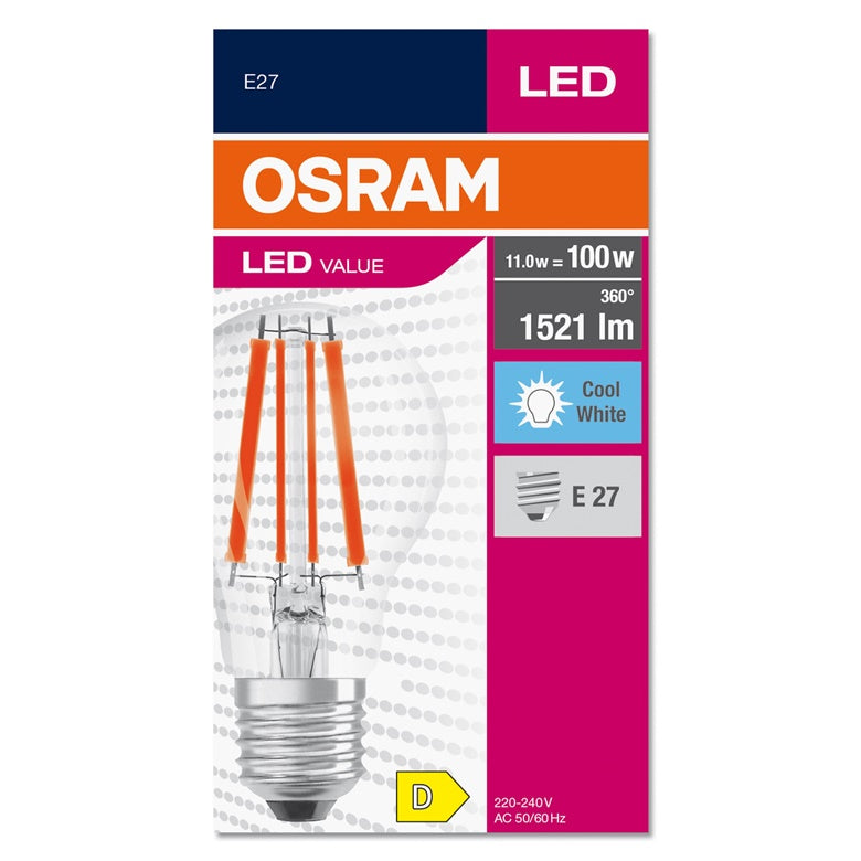 Lemputė OSRAM LED filamentinė, A60, E27, 11W, 1521lm, 4000K