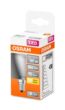 LED light bulb Osram P45, 7.5W, E14, 2700K, 806lm, frosted