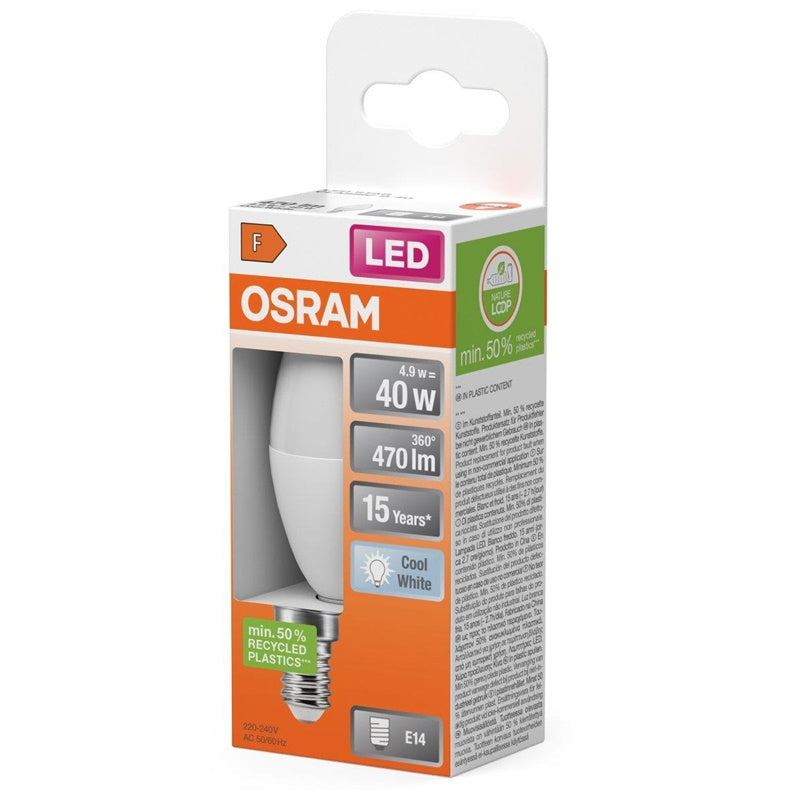 LED lemputė Osram, B35, 5.5W, E14, 4000K, 470lm, matinė