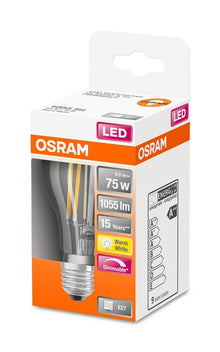 Osram LED filament bulb, A60, E27, 9 W, 1055lm, 2700K
