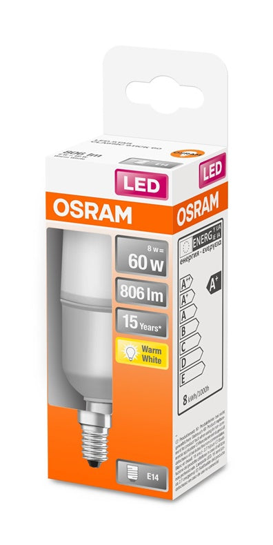 LED lemputė Osram STICK, 8W, E14, 2700K, 806lm, matinė