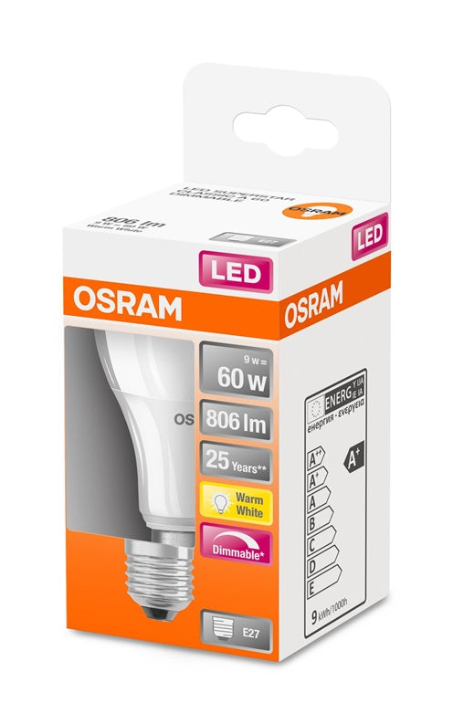 Light bulb Osram LED, A60, E27, 9 W, 806 lm, 2700 K