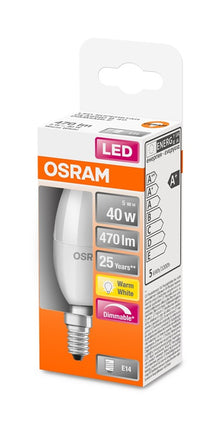 LED lemputė Osram, B35, 5W, E14, 827, 470lm, dim, mat