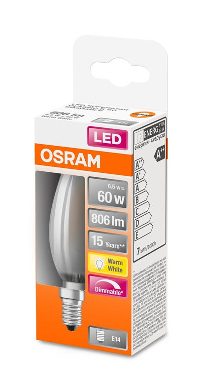 LED lemputė OSRAM, B35, E14, 5,5 W, 806 lm, 2700 K