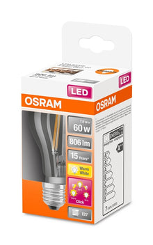 Lemputė Osram LED filamentinė, A60, E27, 7 W, 806 lm, 2700 K