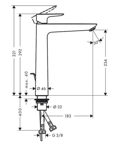 Praustuvės maišytuvas HANSGROHE TALIS E 71716670, juodas