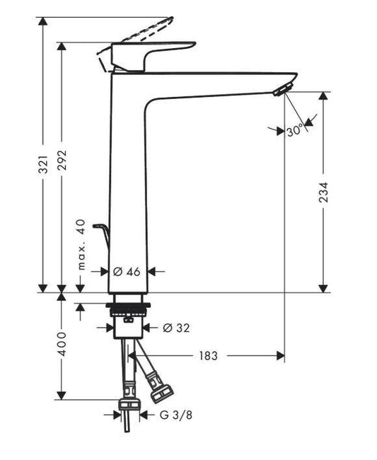 Bateria umywalkowa HANSGROHE TALIS E 71716670, czarna